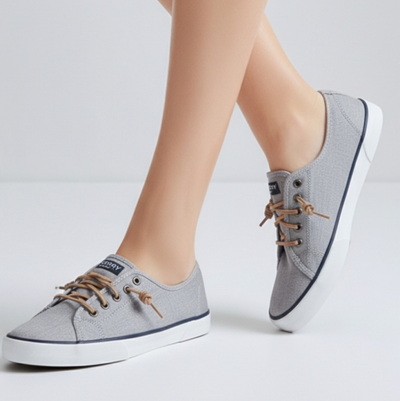 Sperry Shoes - Sperry Top-Sider Women's Light Gray Canvas Sneakers Size 7